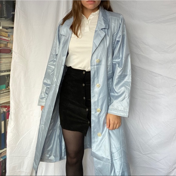 Bally blue French rain jacket trench coat vintage - Picture 7 of 16
